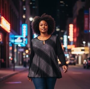 Notations Sparkle Keyhole A-Line Tunic - Black